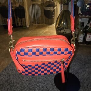 ❤️💙 Women’s Crossbody Bag in Bright Red and Blue - Stylish Checker Design